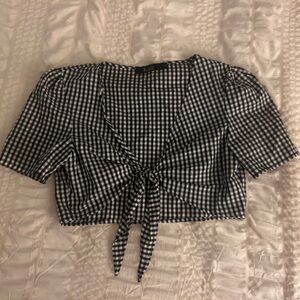 Gingham Crop Tie Top